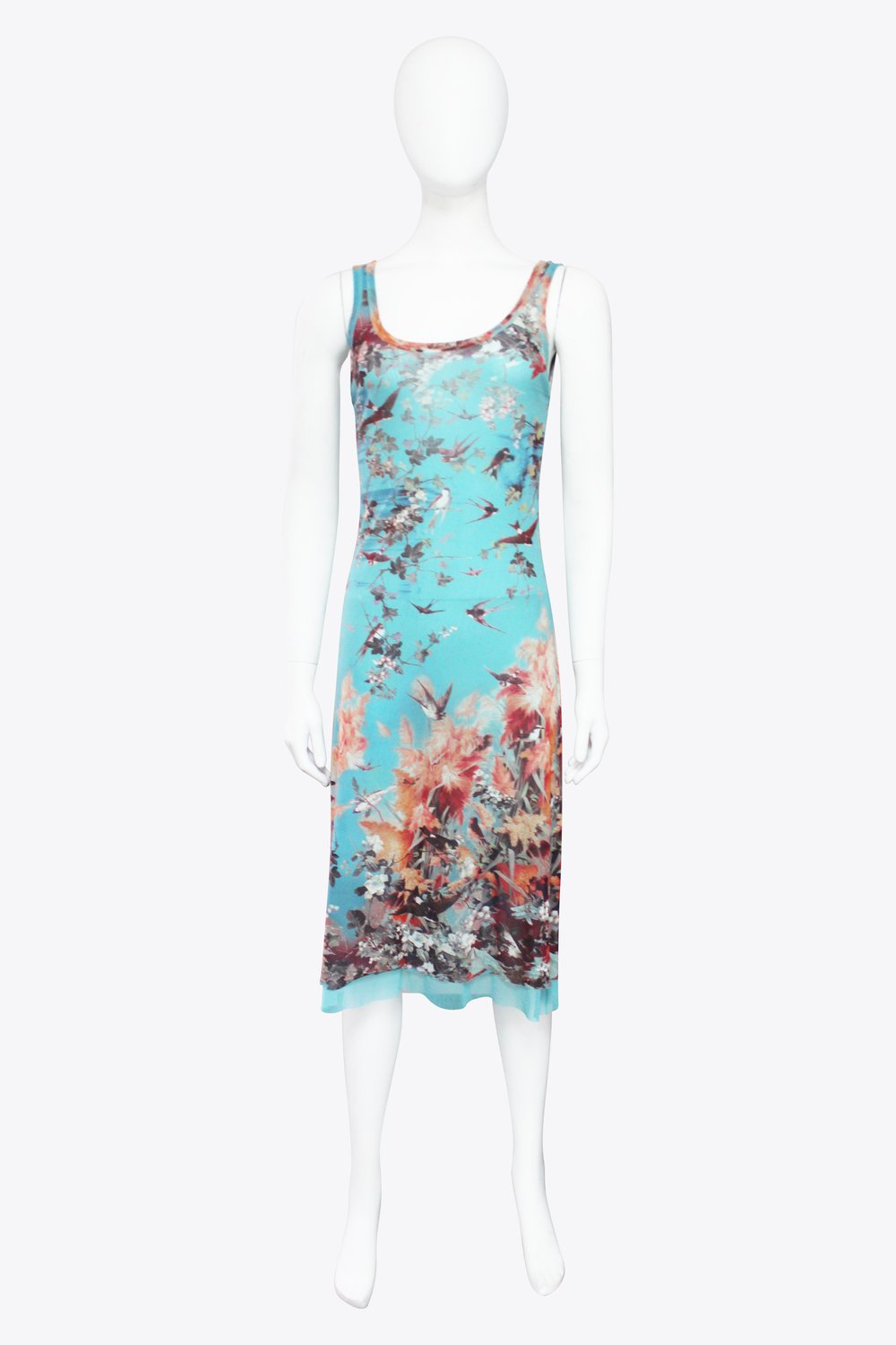 Jean Paul Gaultier Blue Floral Cherry Blossom Dress My Store Jean Paul Gaultier Blue Floral Cherry Blossom Dress My Store