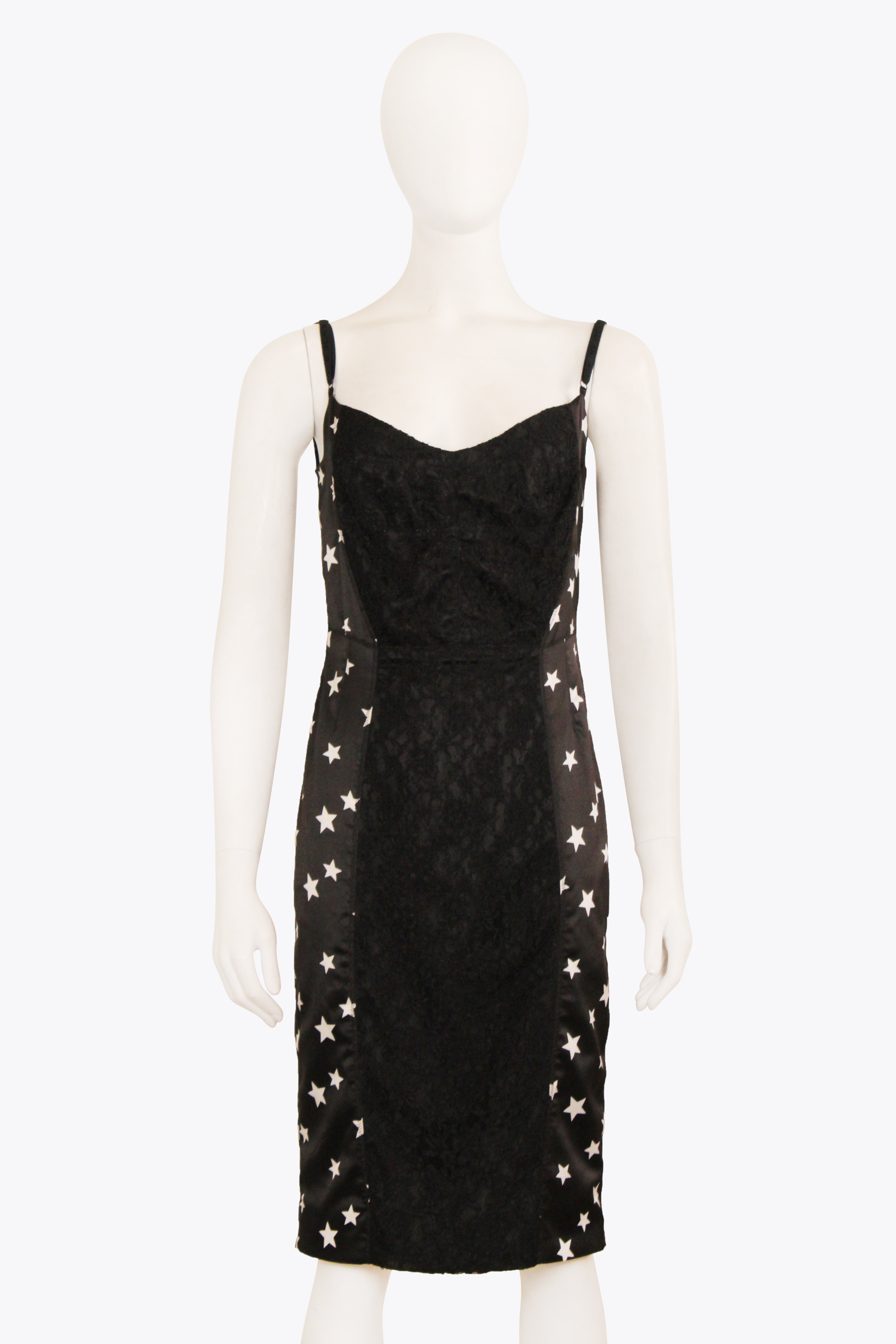 Dolce & Gabbana Black White Pattern Cotton A-Line Dress