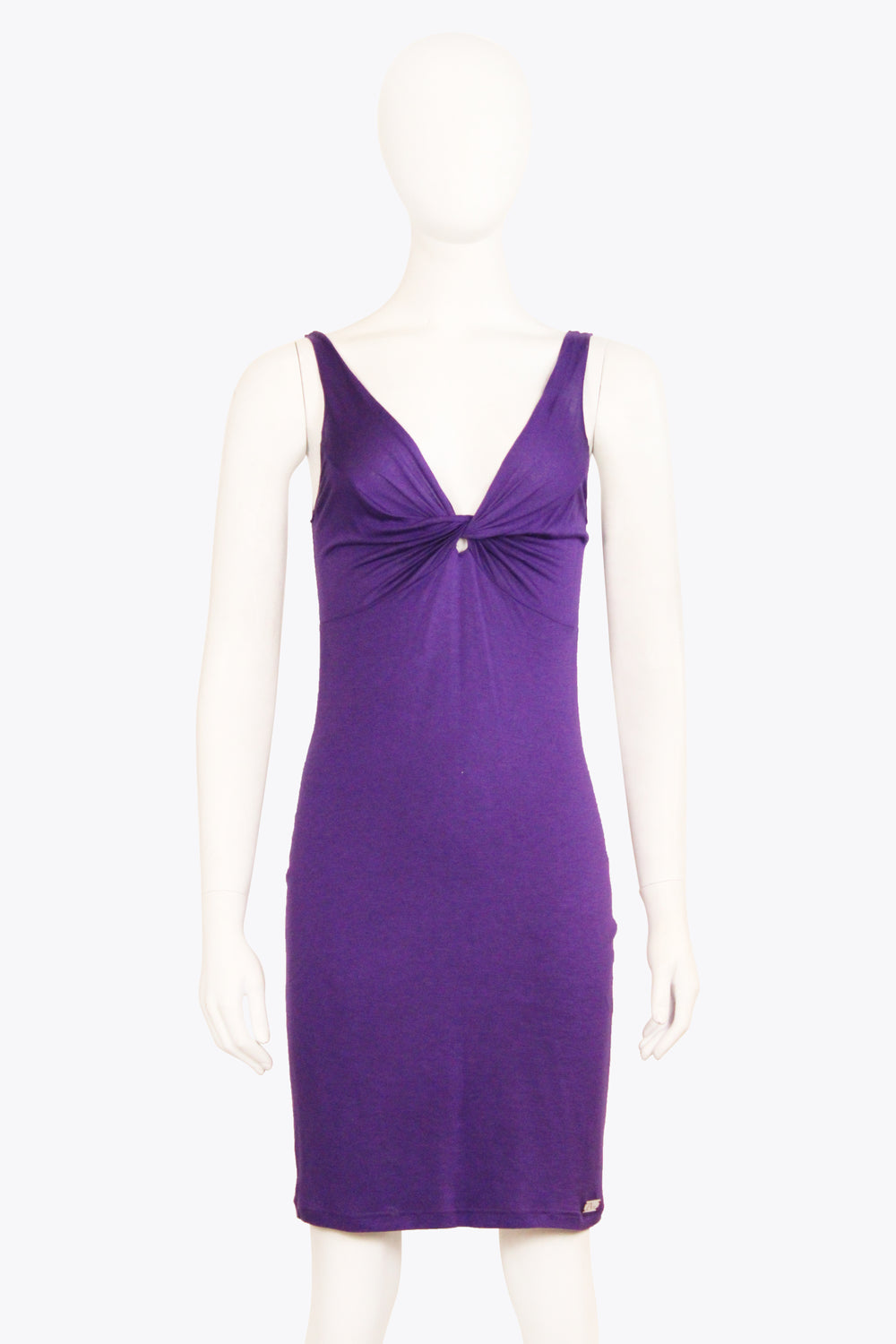Christian Dior Purple Cotton Draped Twist Dress