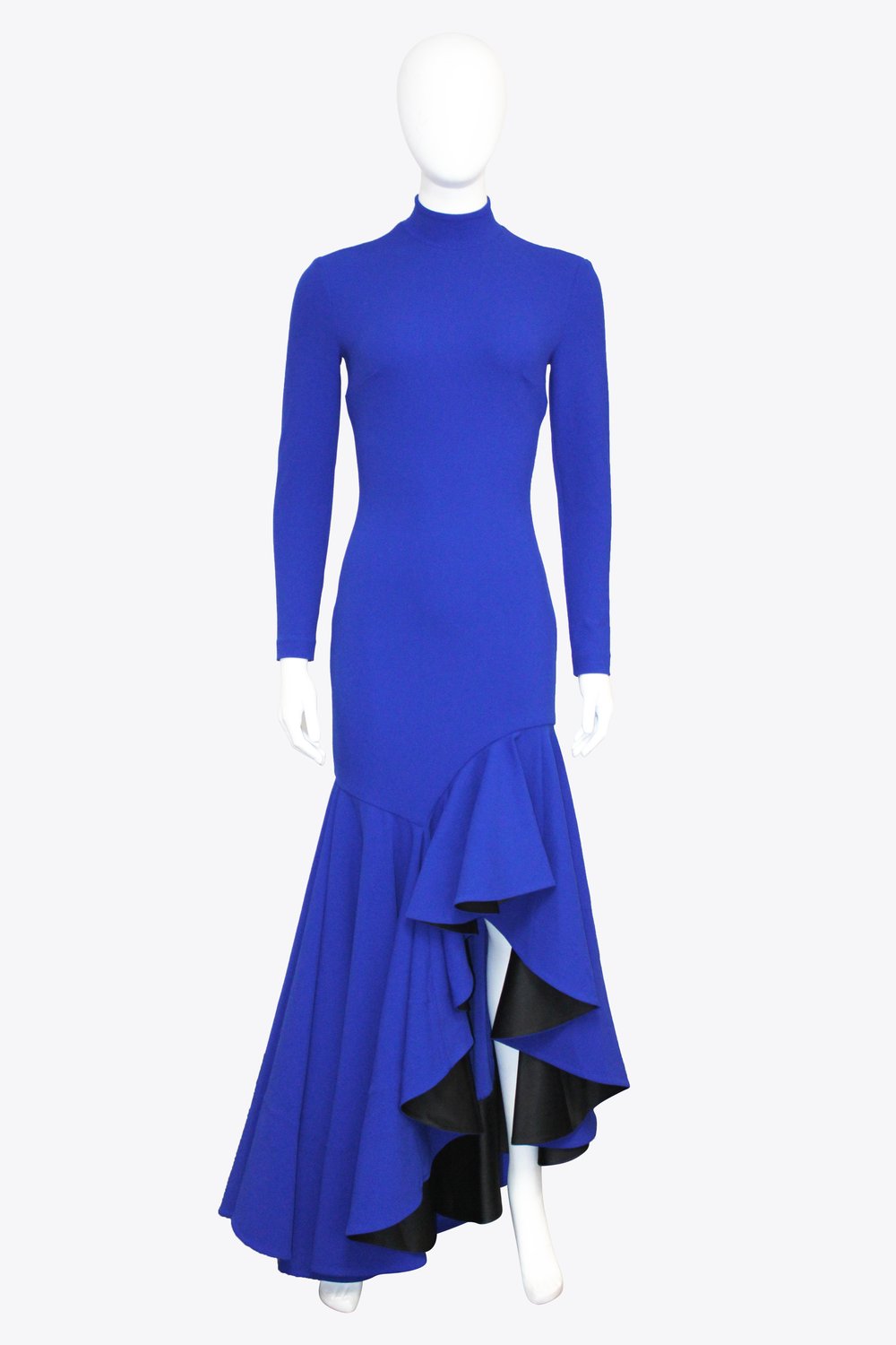 Off-the-Shoulder Pleated Gown with Surplice Bodice Ocean Blue main image 1