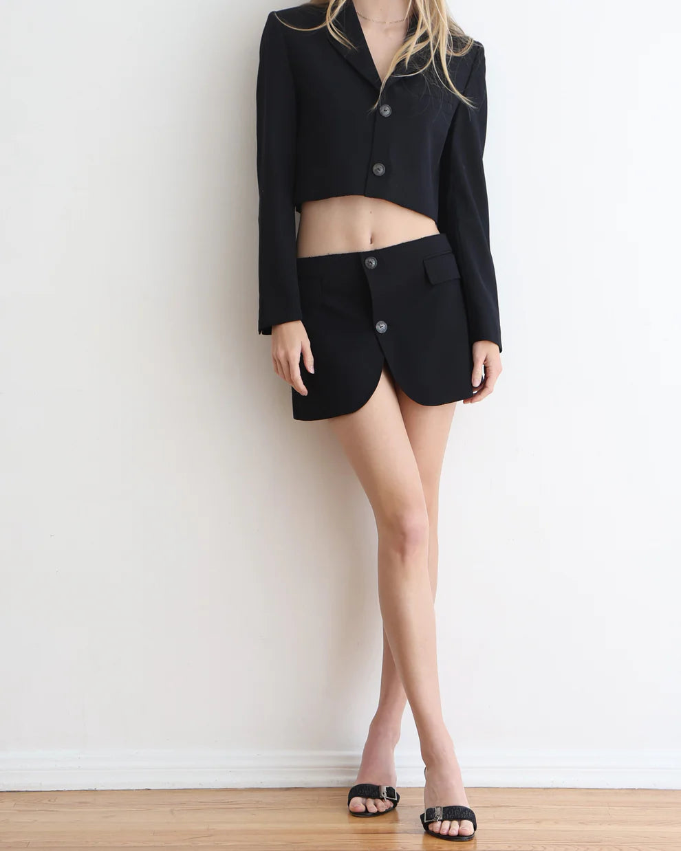 Jean Paul Gaultier Black Mini Skirt & Cropped Blazer