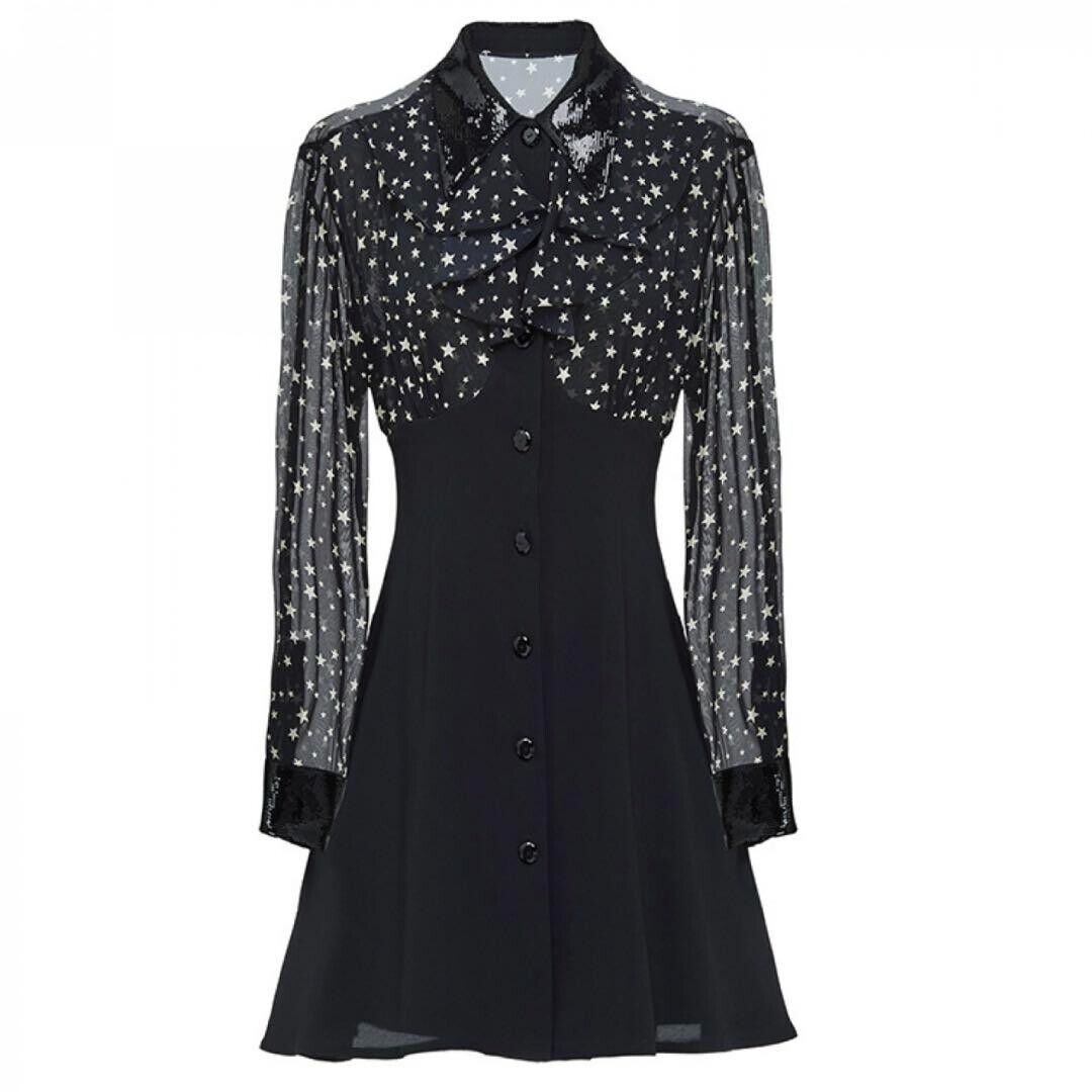 Miu Miu Black Star Long Sleeve Dress – My Store