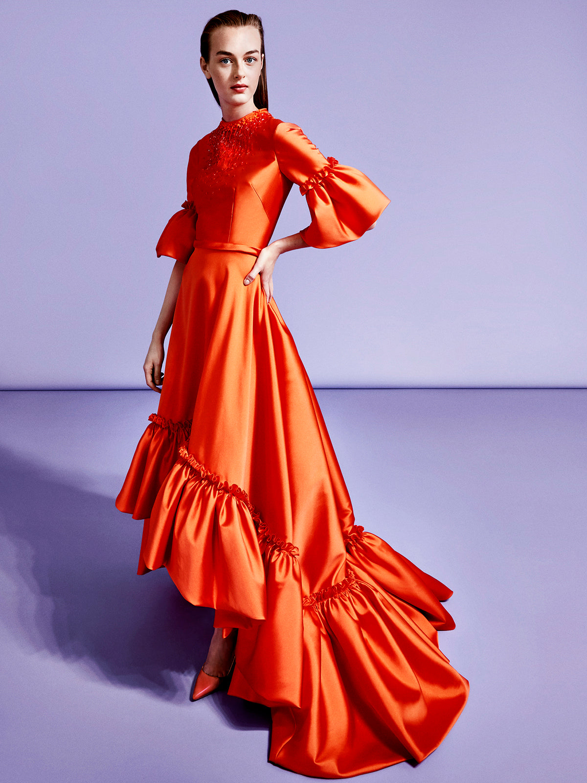 viktor & rolf beaded high-low gown