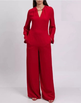 Valentino Red Long Sleeve Jumpsuit