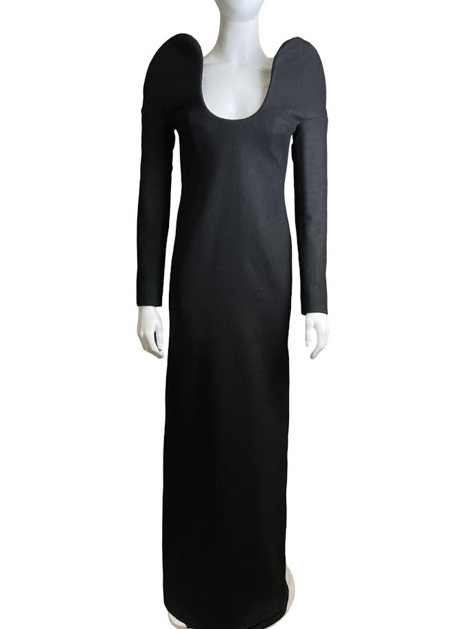 Saint Laurent Black Structured Long Sleeve Gown