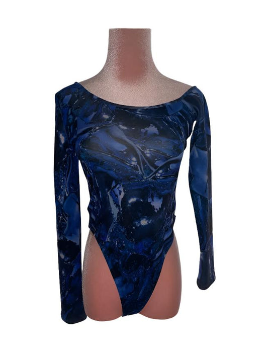 Defaience Blue Marble Long Sleeve Bodysuit