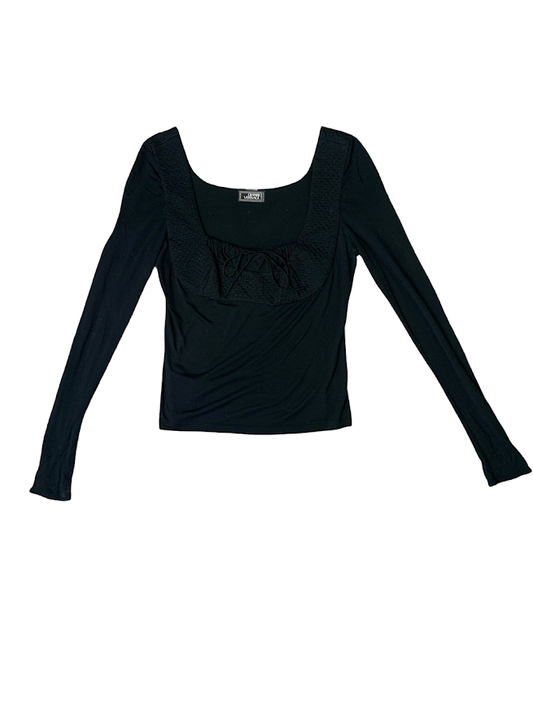 Versace Black Long Sleeve Scoop Neck Top