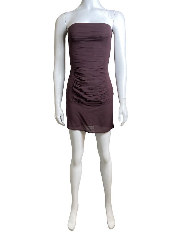 Saint Laurent Purple Strapless Mini Dress