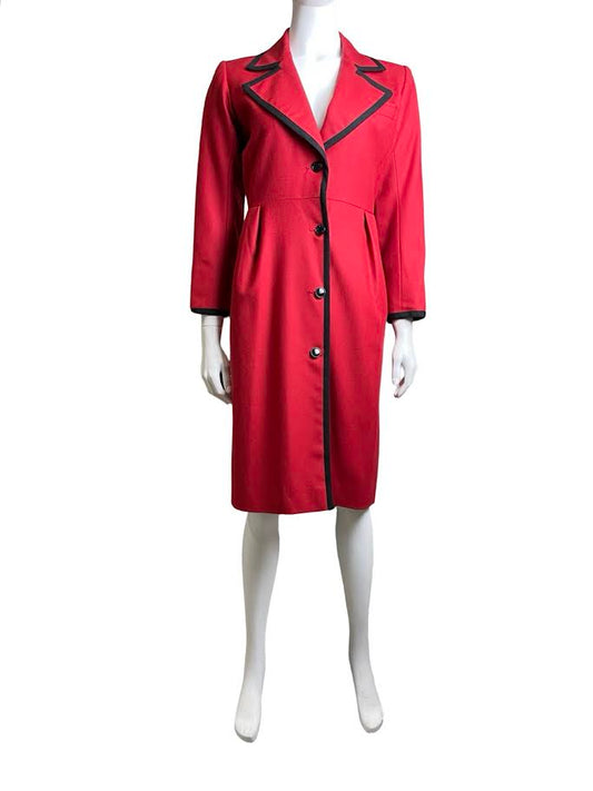 Saint Laurent Red Coat Dress With Black Lining