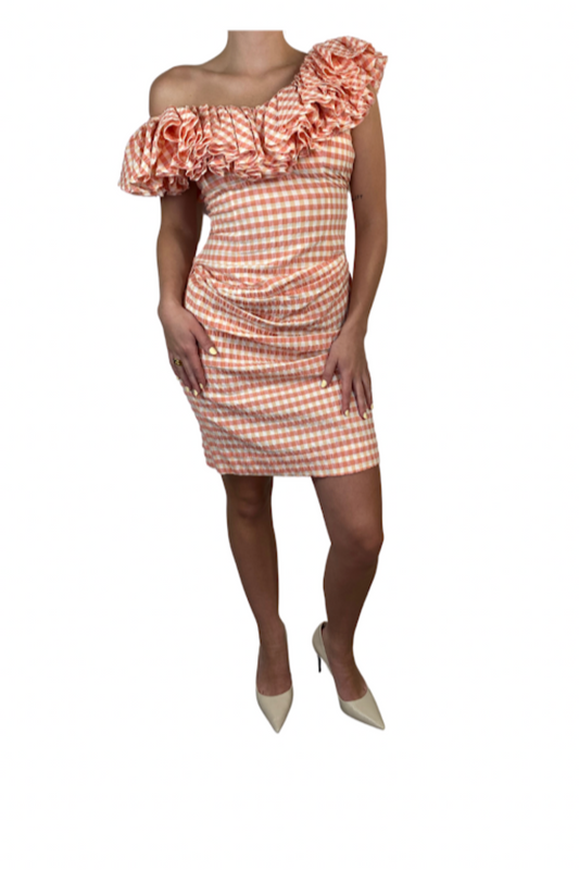 Vivienne Westwood Pink Plaid Mini Dress Ruffle Dress