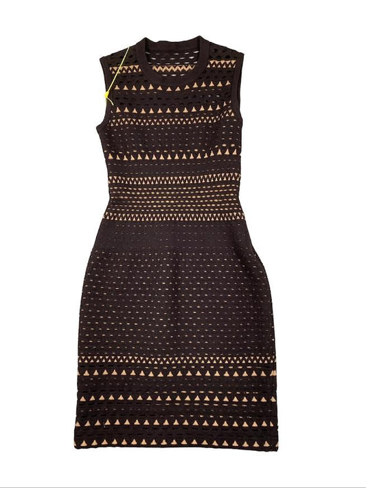 Alaia Brown Geometric Cut Out Bodycon Sleeveless Dress