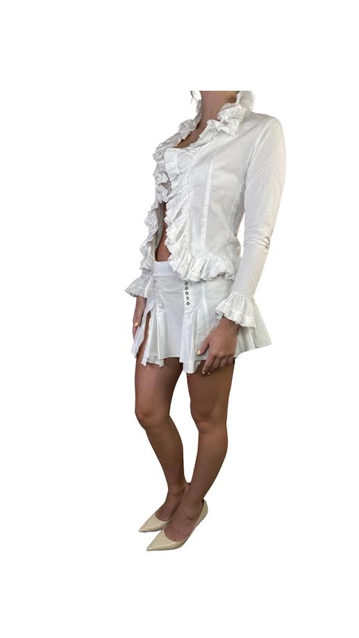 Ludovic de Saint Sernin White Ruffle Skirt Set