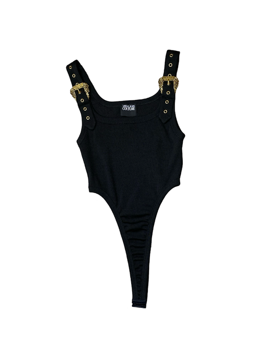 Versace Black Bodysuit With Buckle Straps