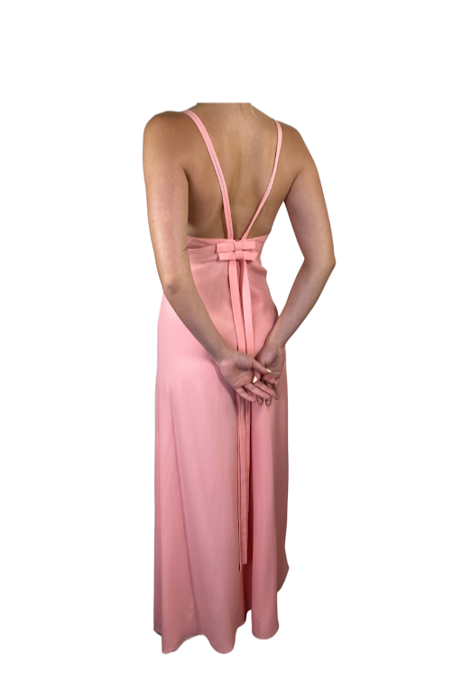 Moschino Pink Gown With Velvet Bow Detailing