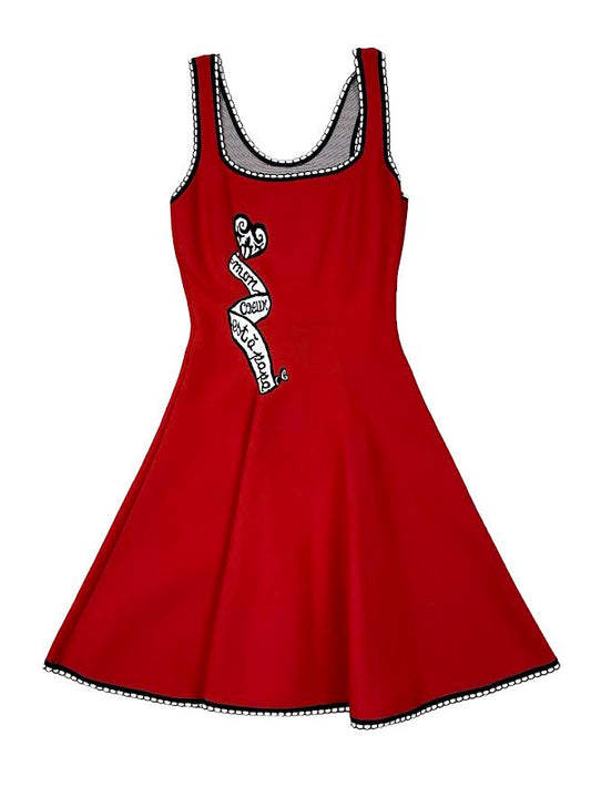 Alaia Red Fit n Flare Dress With Writing Detail