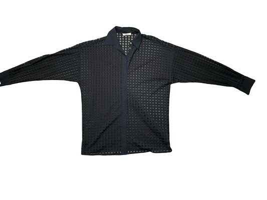 Versace Black Button Up With Mesh Holes