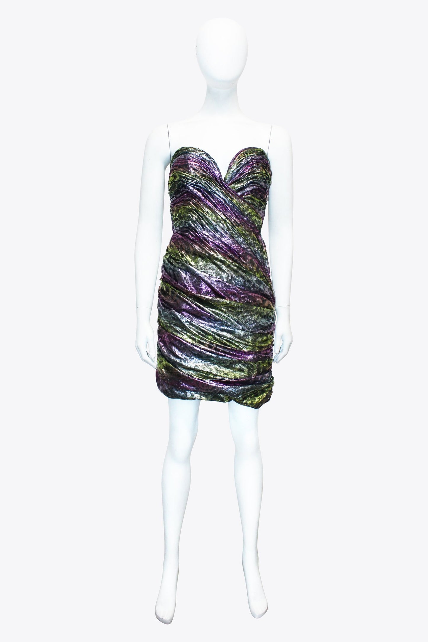 Vicky Tiel Rainbow Metallic Mini Dress