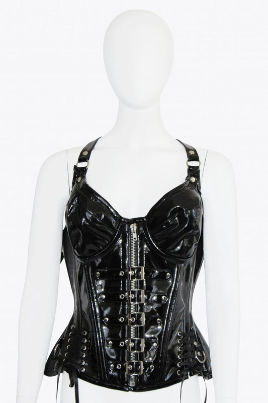 Mystic City Corsets Black Patent Leather Corset