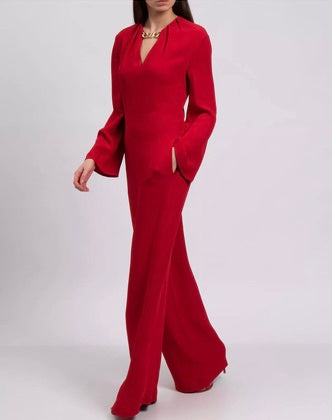 Valentino Red Long Sleeve Jumpsuit