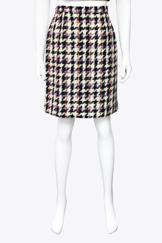 Chanel Skirt Black & White Houndstooth Pencil Skirt