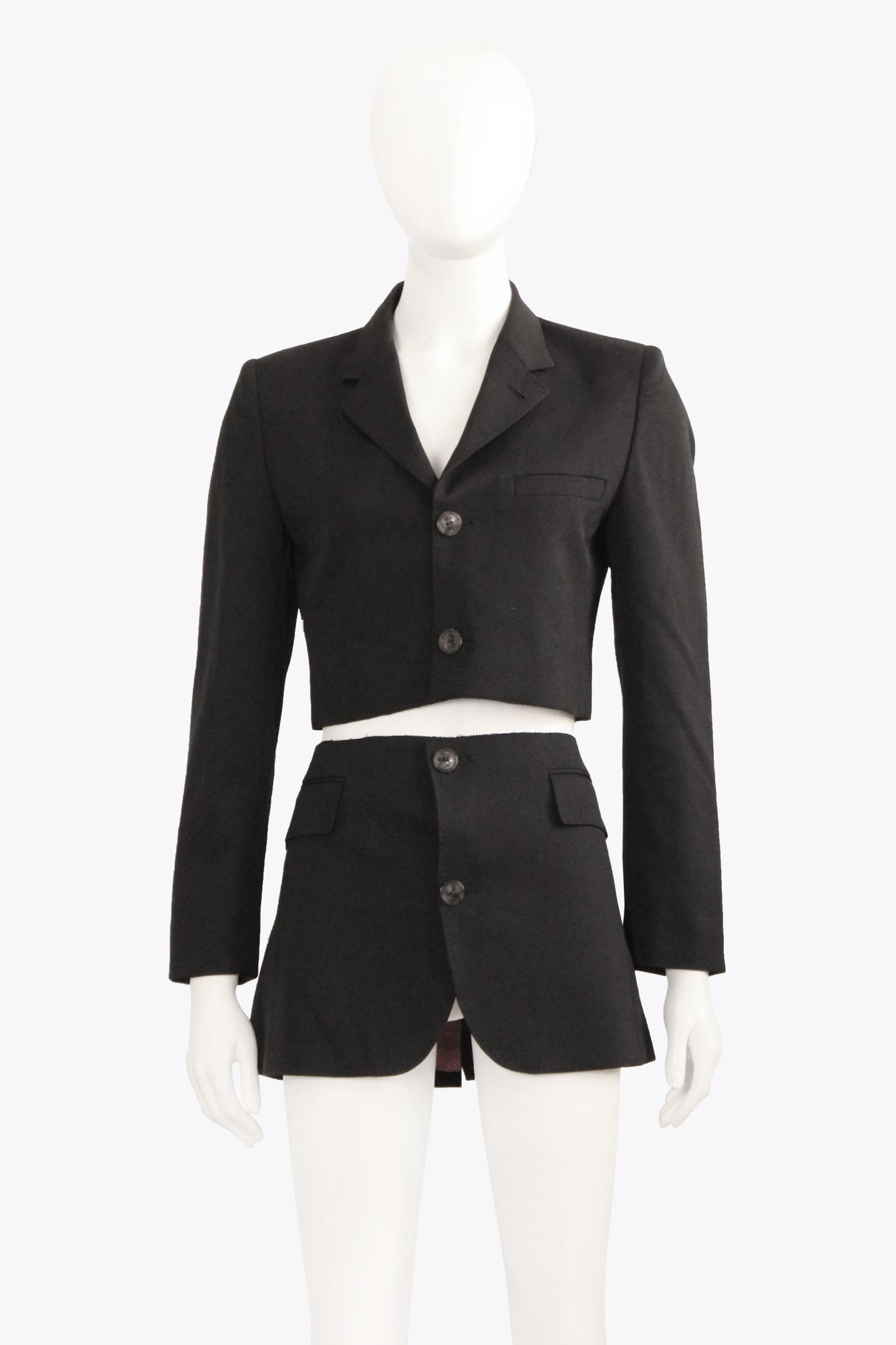 Jean Paul Gaultier Black Mini Skirt & Cropped Blazer