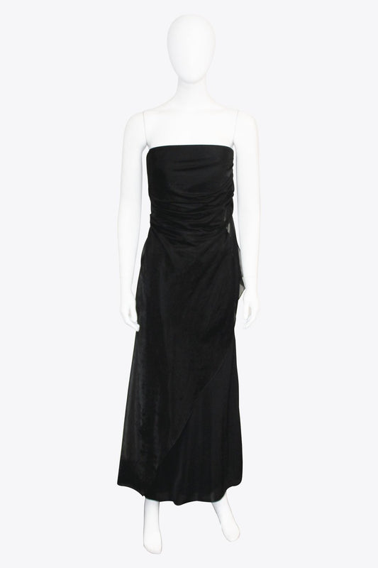 Giorgio Armani Black Strapless Side Ruched Dress