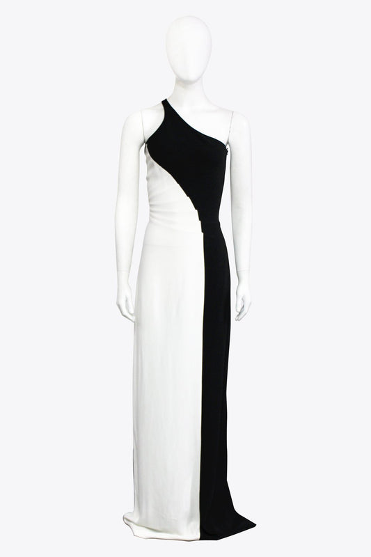 Stella McCartney Black and White One Shoulder Gown