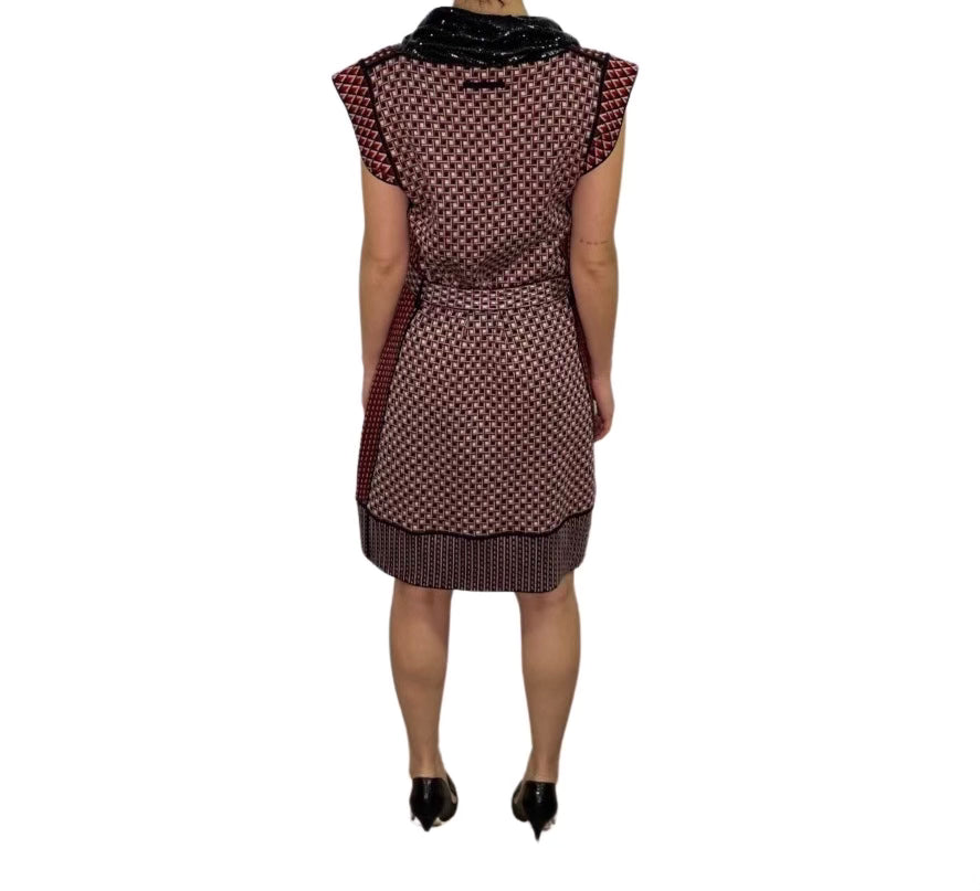 Jean Paul Gaultier Red White Black Checkered Dress w/ Chain Mail Neckline