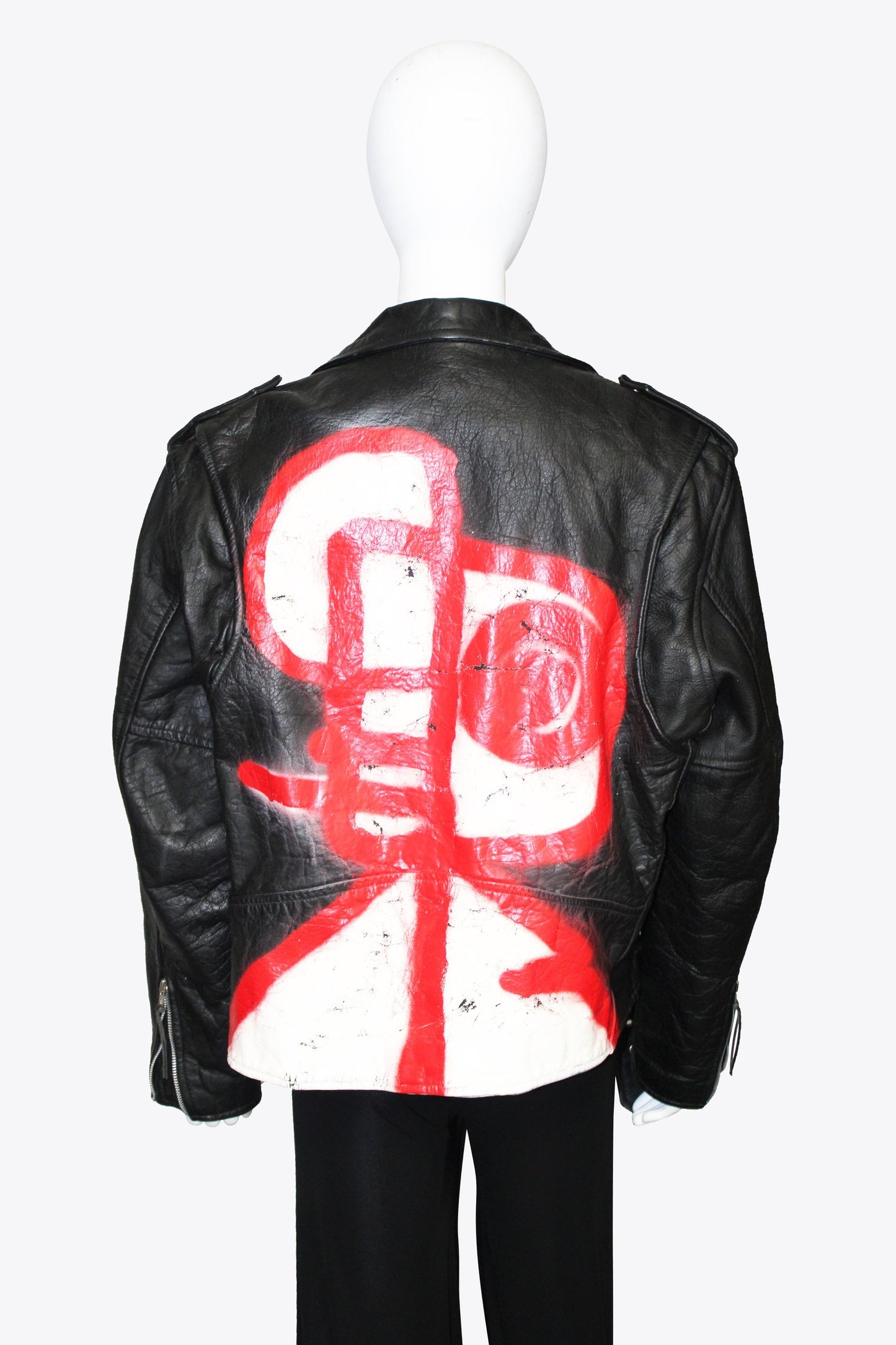 Unik Vintage Black Leather Jacket With Back Design