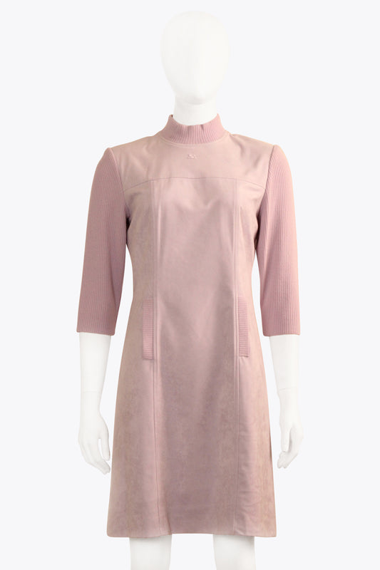 Courreges Pink Longsleeve Mock Neck Dress