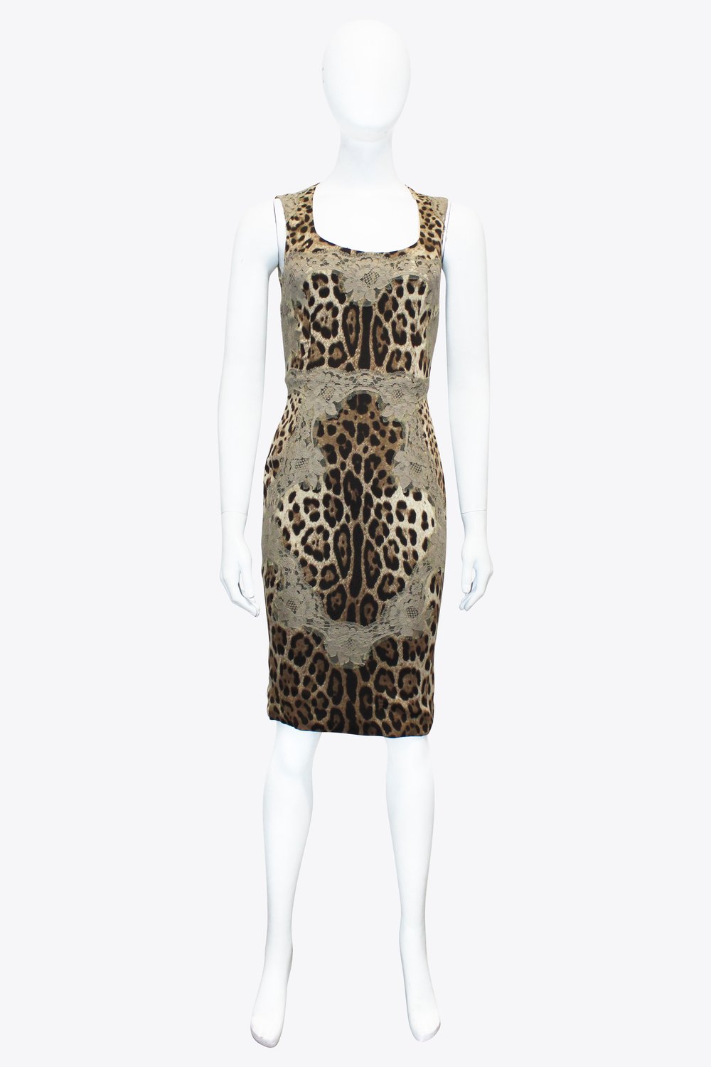 Dolce & Gabbana Brown Leopard Lace Dress