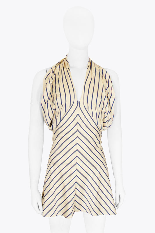 Vivienne Westwood White & Navy Lined Halter Mini Dress