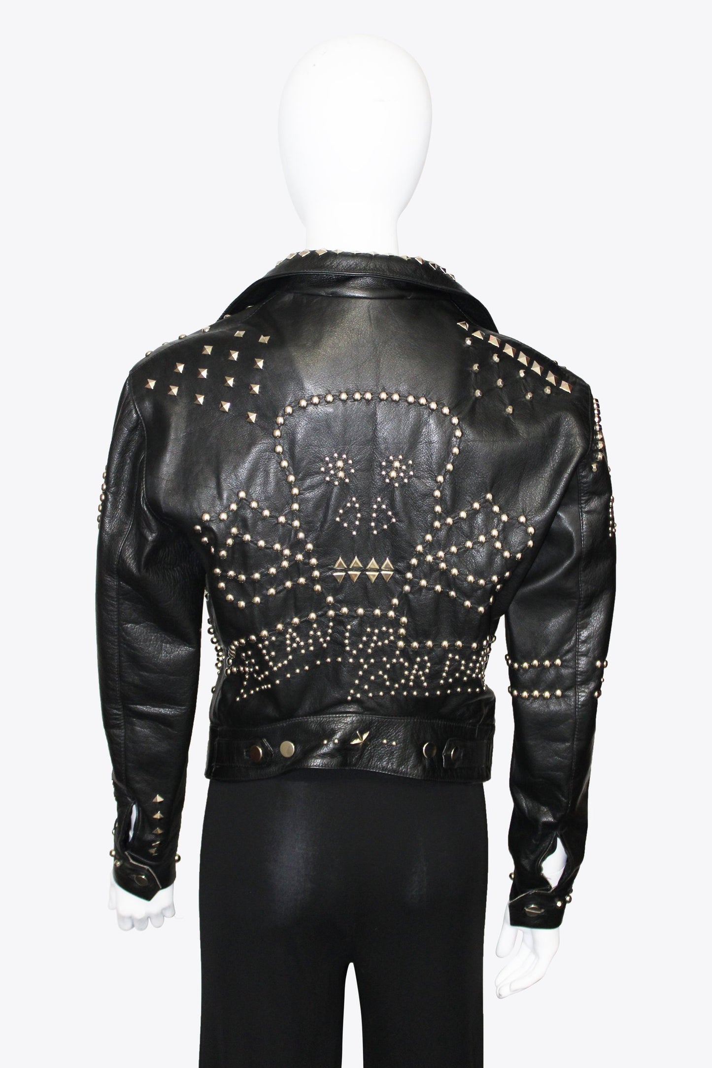 Vintage Leather Jacket With Stud Design