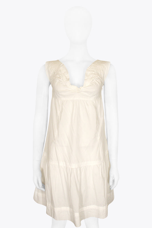 Miu Miu White Dress With Ruffled Straps