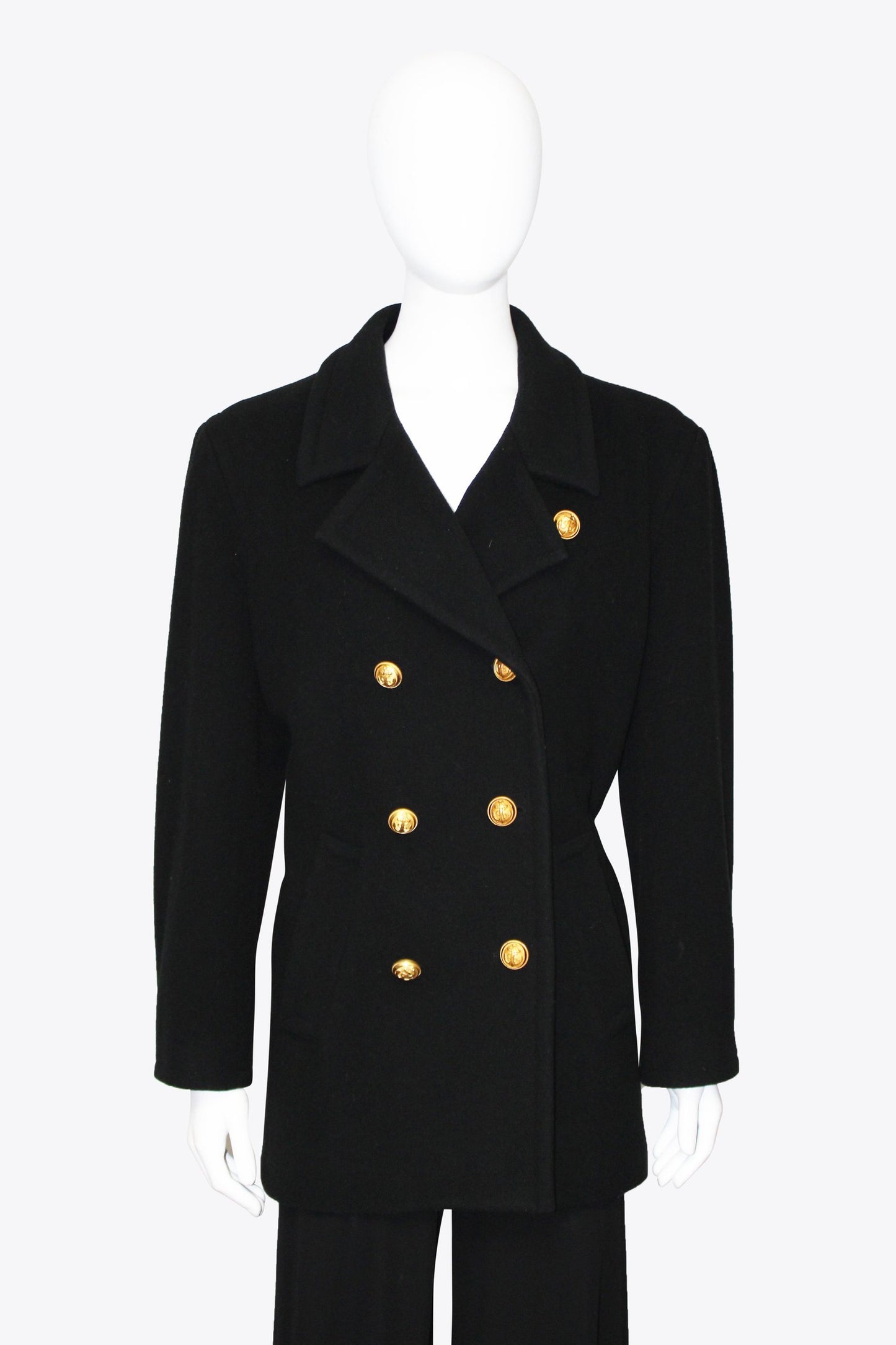 Saint Laurent Black Coat With Gold Buttons