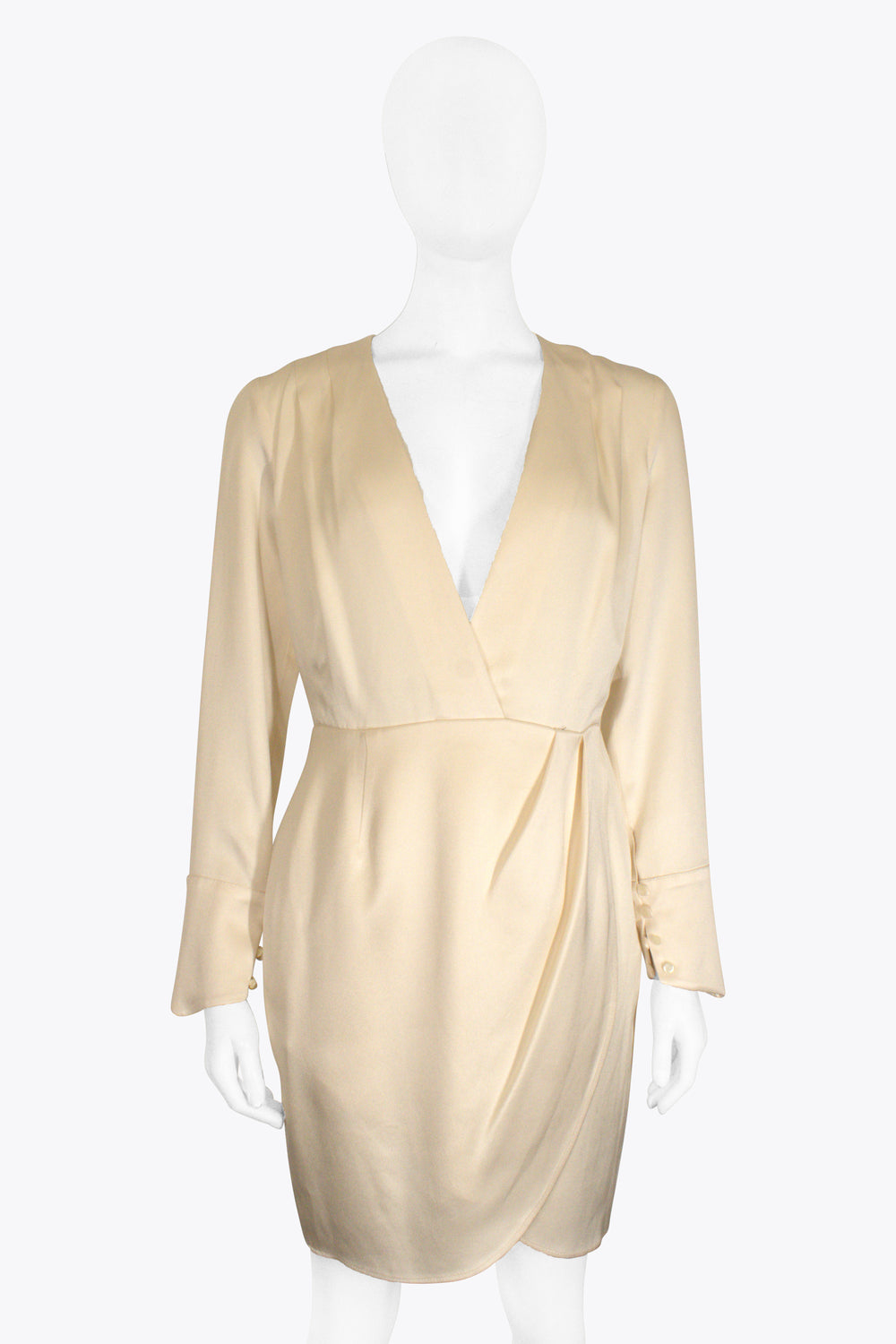 Raquette Cream V-Neck Long-Sleeve Dress