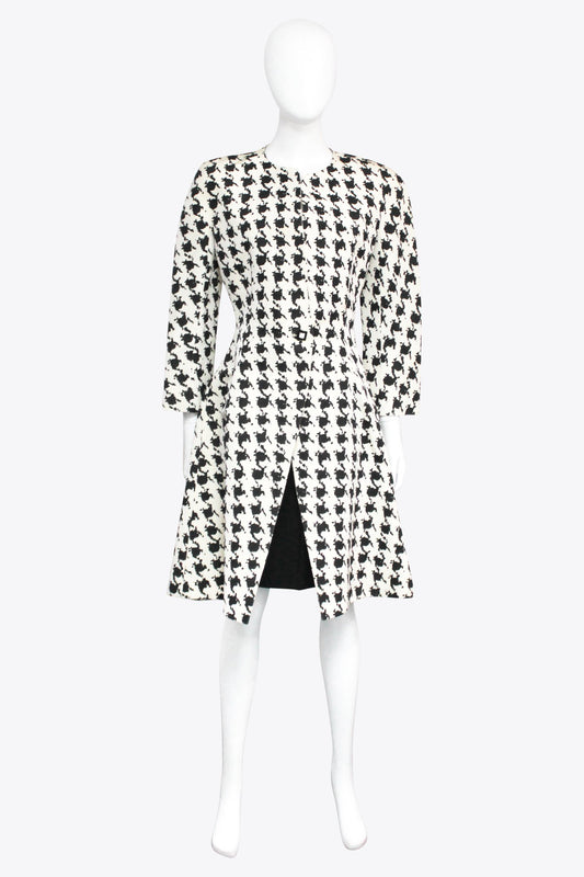 Chalk Houndstooth Black & White Coat