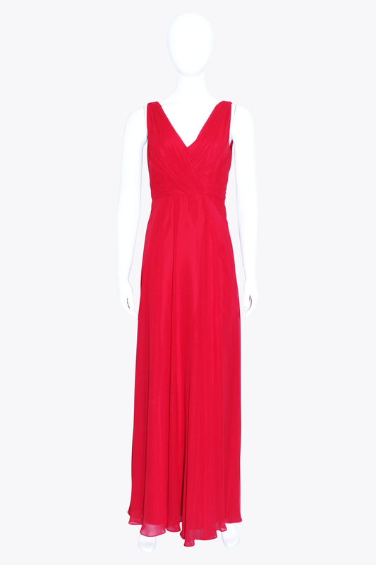 Jenny Packham Red V-Neck Gown