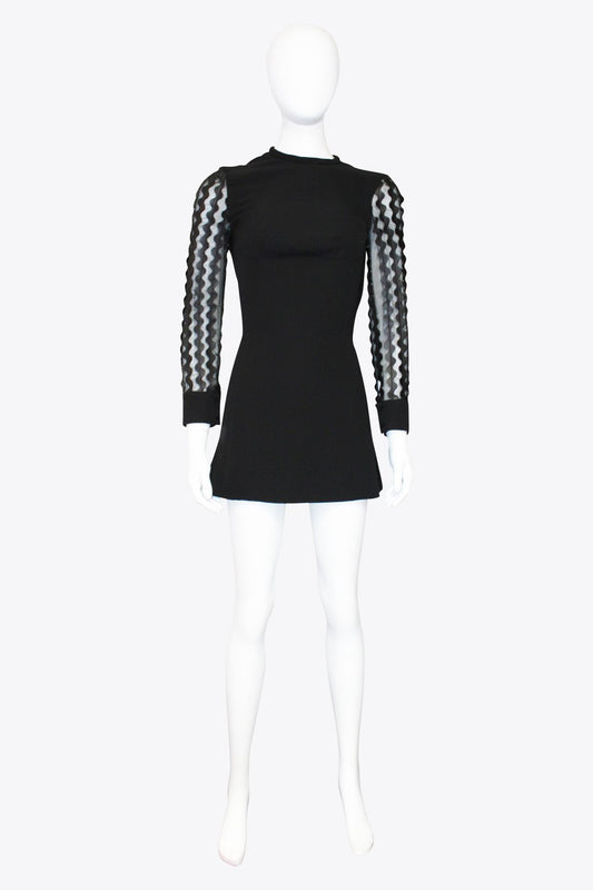 Louis Vuitton Black Zig Zag Long Sleeve Mini Dress