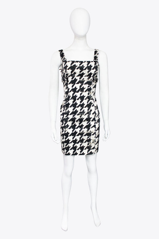 John Galliano Black and White Houndstooth Dress