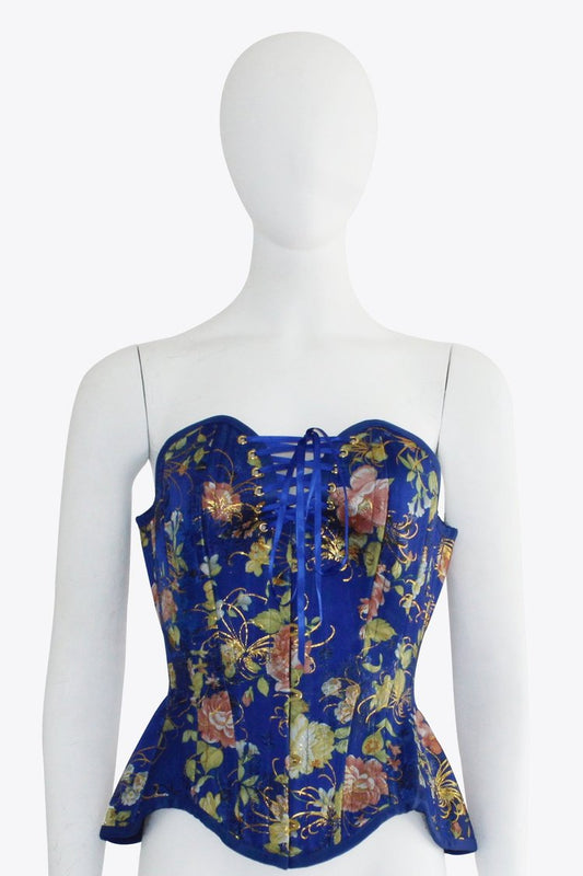 Mystic City Corsets Blue Floral Corset