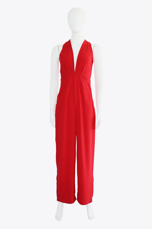 Rhea Costa Red Halter Jumpsuit