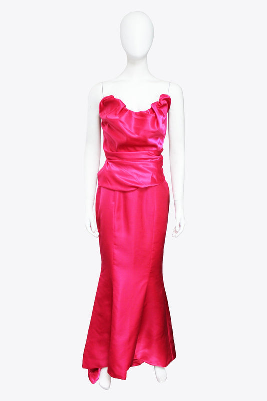 Vivienne Westwood Magenta Strapless Crushed Gown