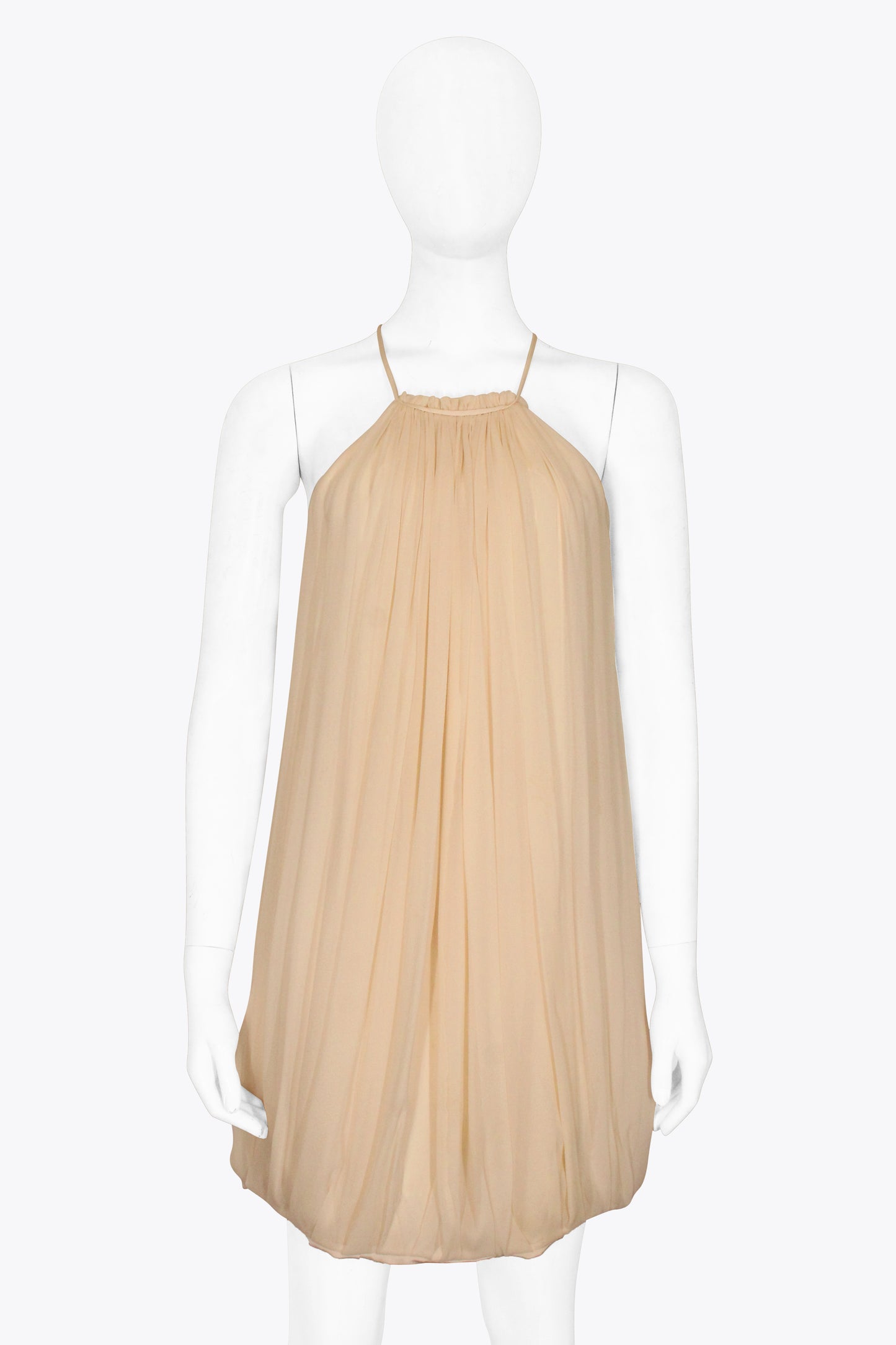 Phillip Lim Cream High Neck Mesh Bubble Hem Mini Dress