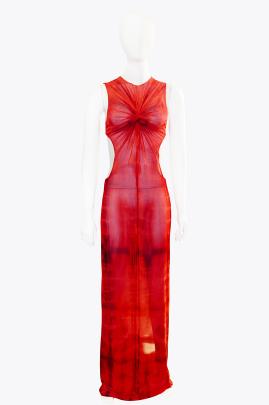 Balestra Red Mesh Dress With Cutouts