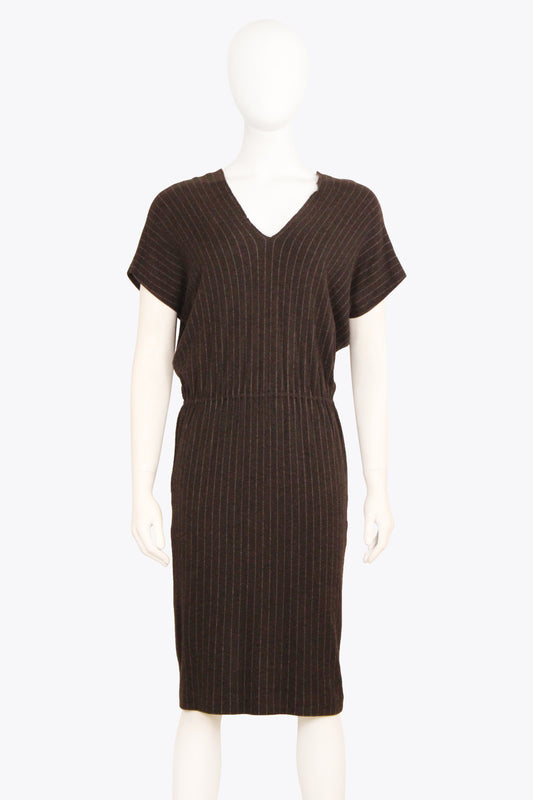 Jean Paul Gaultier Brown Lined T-Shirt Midi Dress