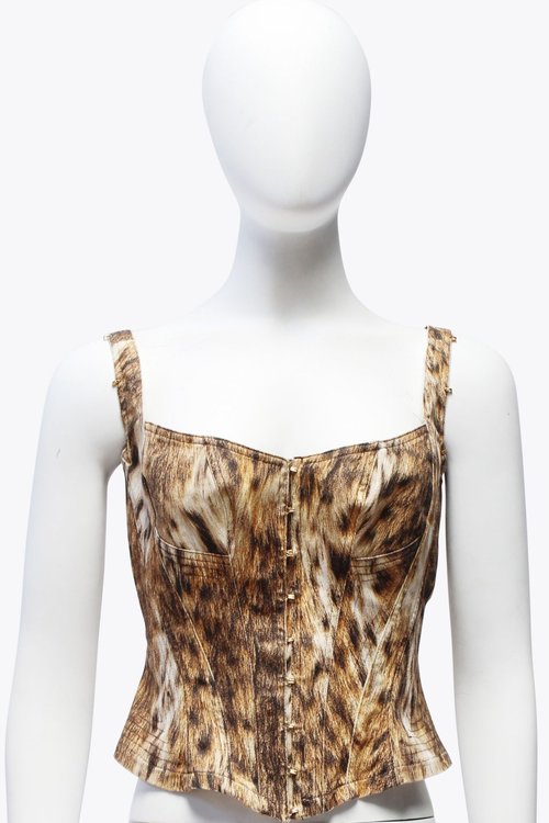 Roberto Cavalli Brown Cheetah Corset