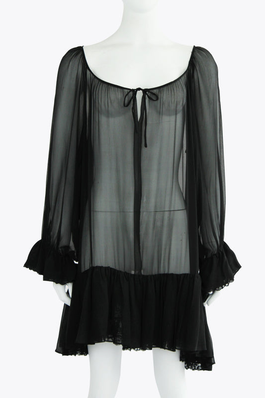 Gucci 60's Black See-Through Chiffon Dress