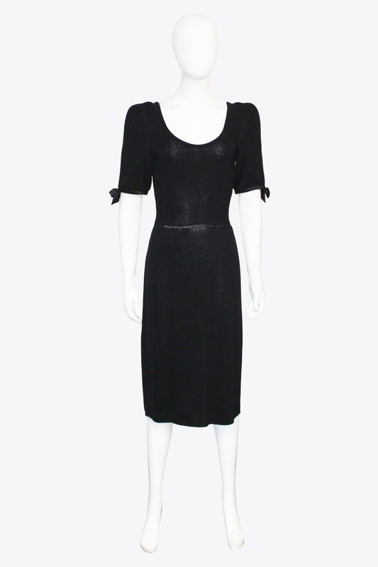 St. John Black Knit Midi Dress