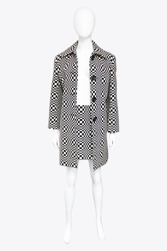 Celine Black & White Optical Illusion Coat & Skirt Set